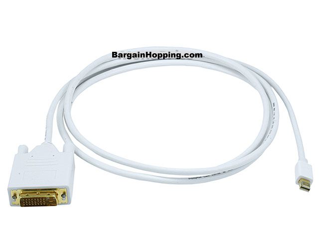 6' 32AWG Mini DisplayPort to DVI Cable - White - Click Image to Close